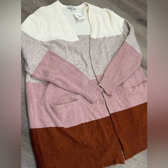 NWT Madewell Large Super Soft Ryder Stripe Cardigan Colorblock Stripe Sweater - Picture 4 of 7